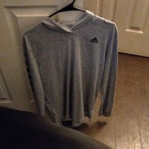 adidas Gray Hooded Long-Sleeve Pullover